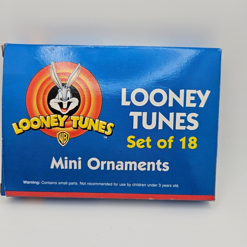 VTG 1999 Looney Tunes Mini Ornaments set of 18 Taz Bugs Tweety Daffy‎ Sylvester